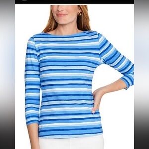 J. McLaughlin Women's Long Sleeve Top in Blue and White Stripes
Caja 7
